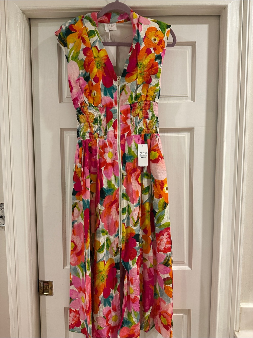 Fate Floral Midi Dress in Pink, Red, Yellow and Green